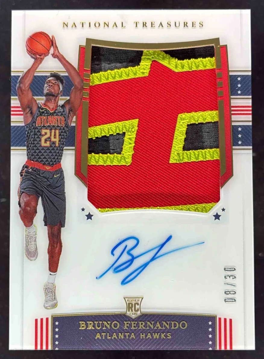 2019 National Treasures Rookie Patch Stars Stripes Bruno Fernando RC Auto /30