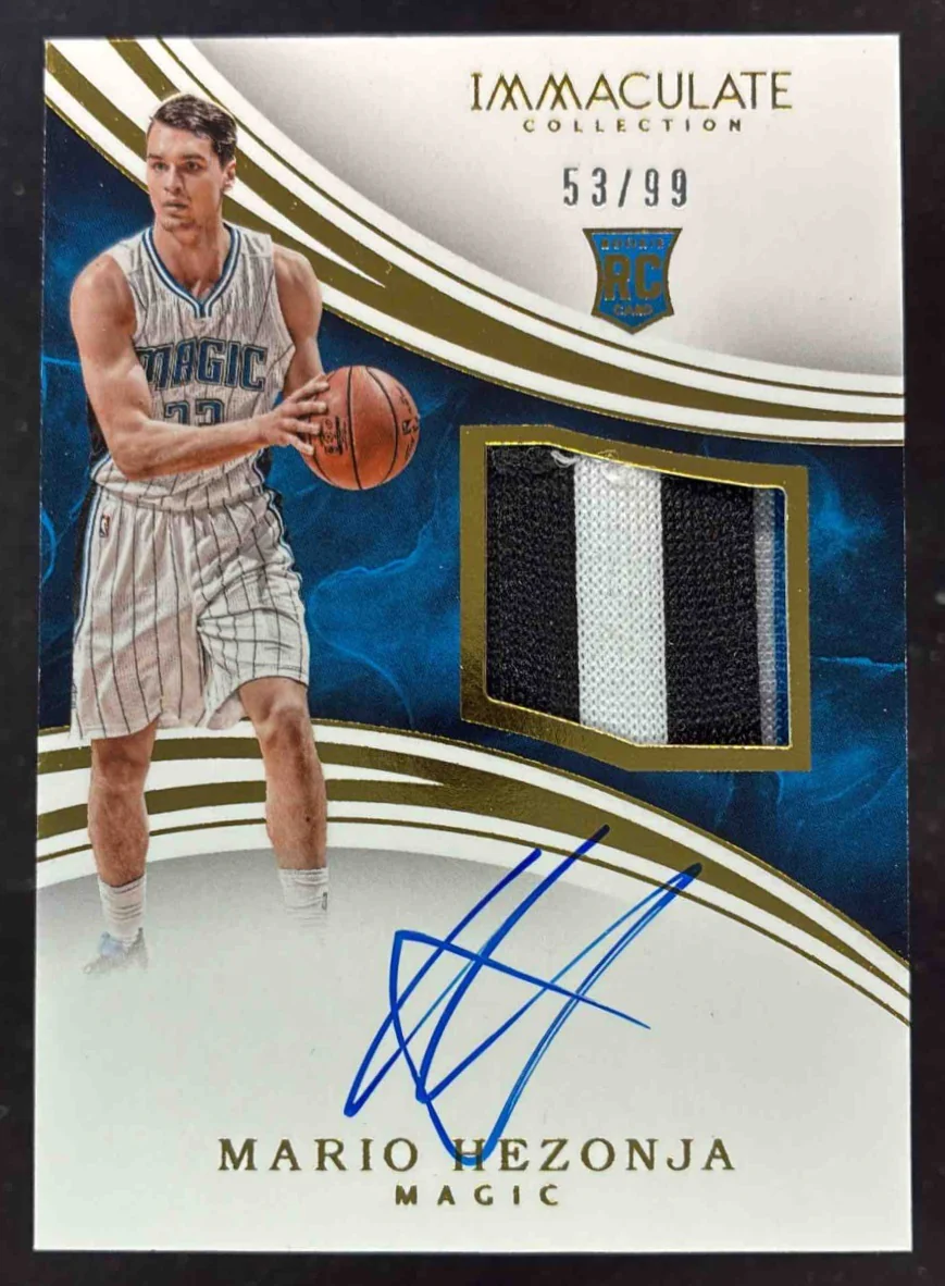 2015 Immaculate Collection Rookie Patch Autograph #143 Mario Hezonja RC Auto /99