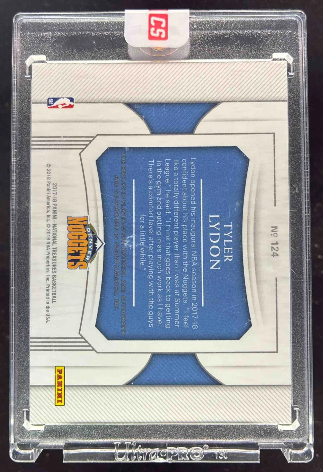 2017-18 Panini National Treasures Bronze #124 Tyler Lydon RC Auto /25 - Image 2