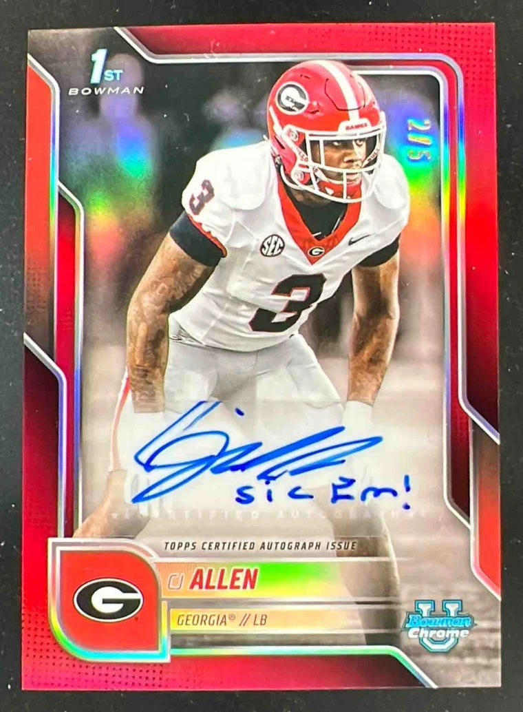 2025 Bowman Chrome University Autograph Red Refractor #BCA-CJA CJ Allen Auto /5
