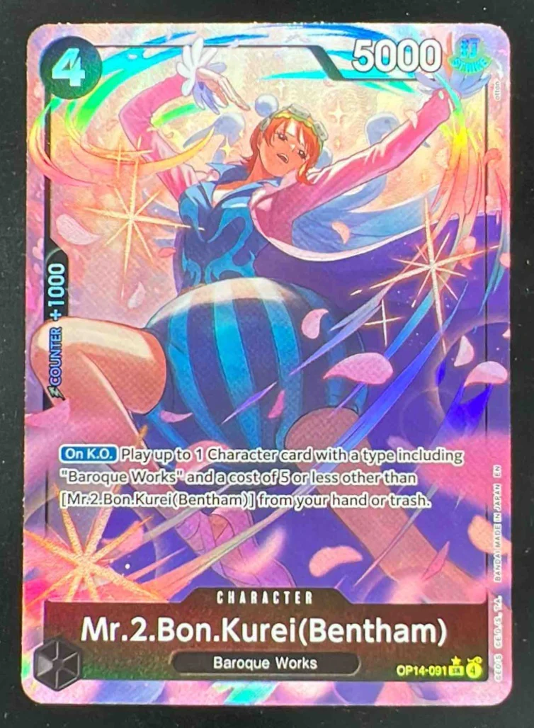 Mr.2.Bon.Kurei Bentham Alternate Art - The Azure Sea's Seven OP14