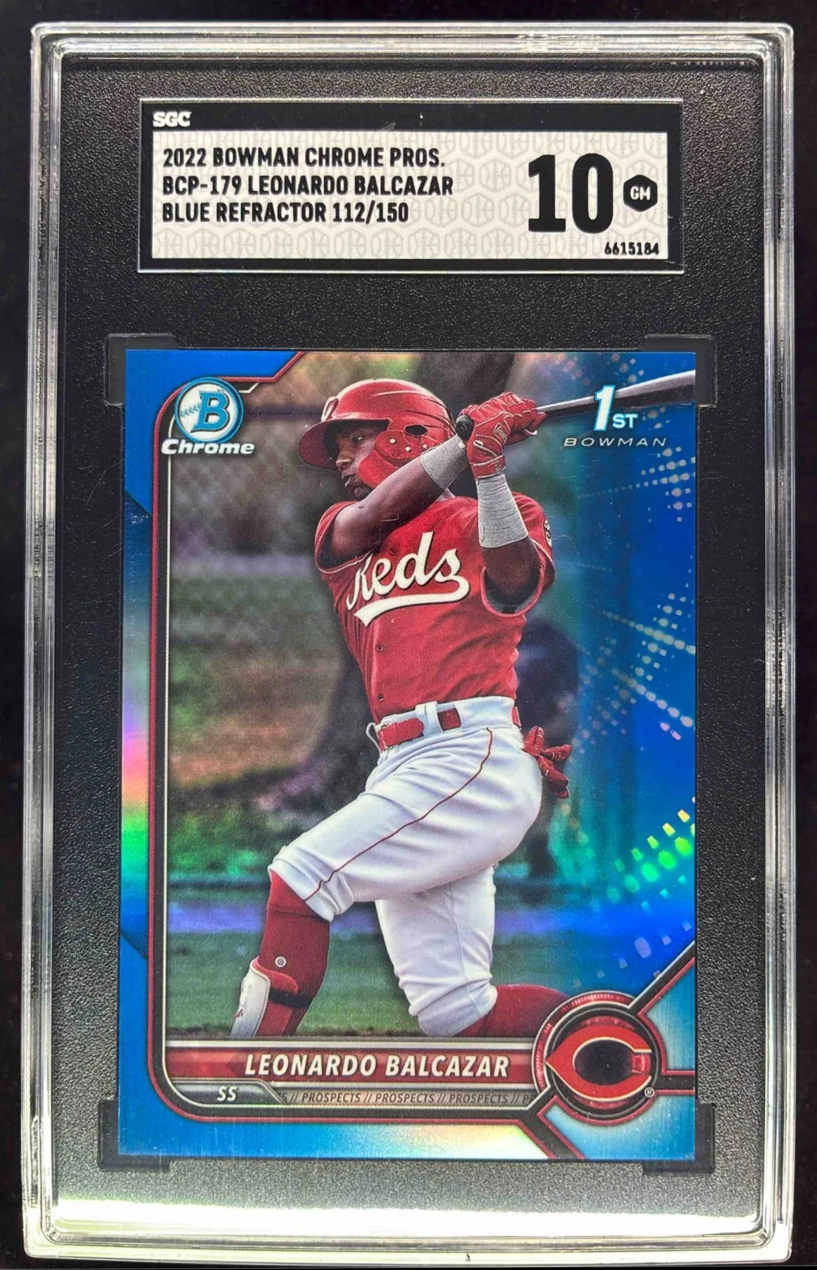 2022 Bowman Chrome Blue Refractor #BCP-179 Leonardo Balcazar RC /150 SGC 10