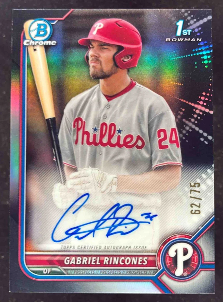 2022 Bowman Draft Chrome Black Refractor #CDA-GR Gabriel Rincones RC Auto /75