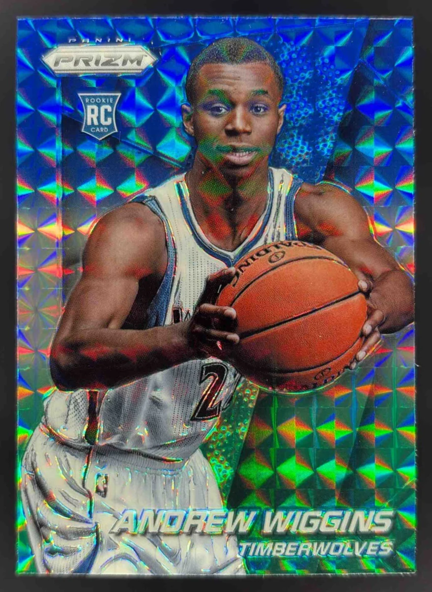 2014-15 Panini Prizm Prizms Blue and Green Mosaic #251 Andrew Wiggins RC