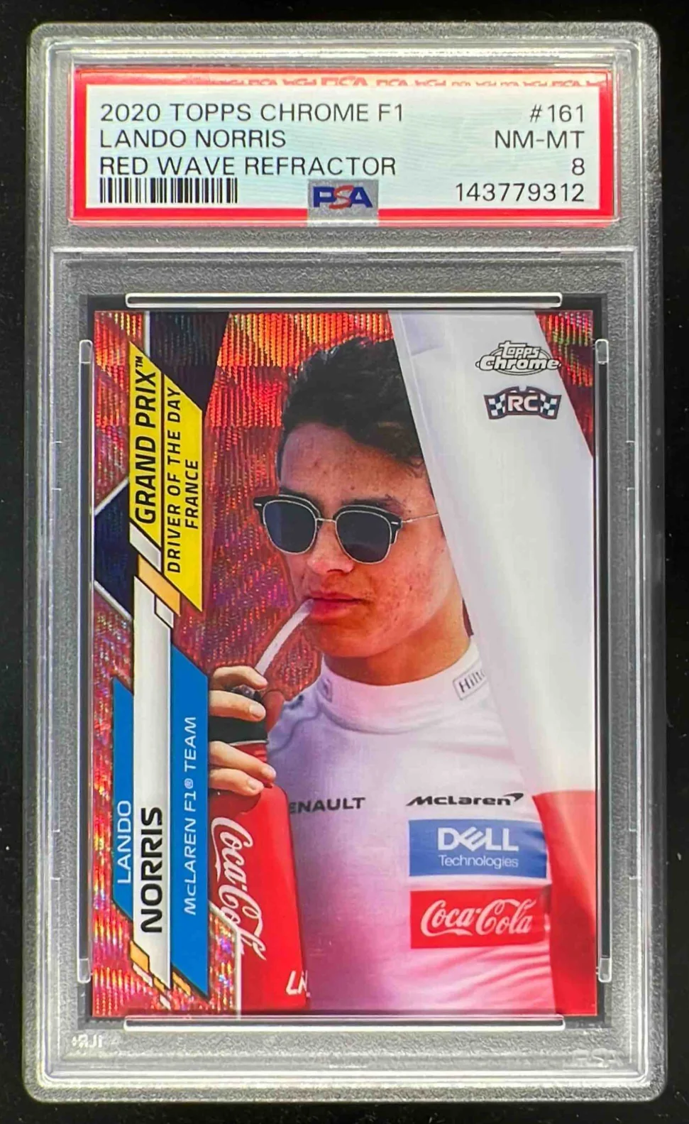 2020 Topps Chrome Formula 1 Red Wave Refractor #161 Lando Norris /5 PSA 8