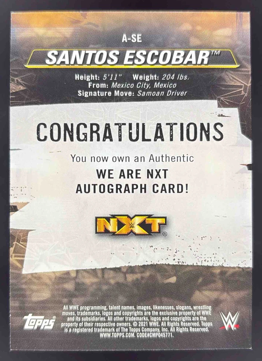 2021 Topps WWE Undisputed Superstar Roster Green #A-SE Santos Escobar Auto /50 - Image 2