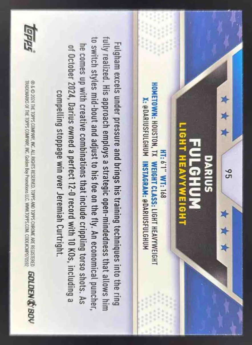 2024 Topps Chrome Blue Refractor #95 Darius Fulghum /125 - Image 2