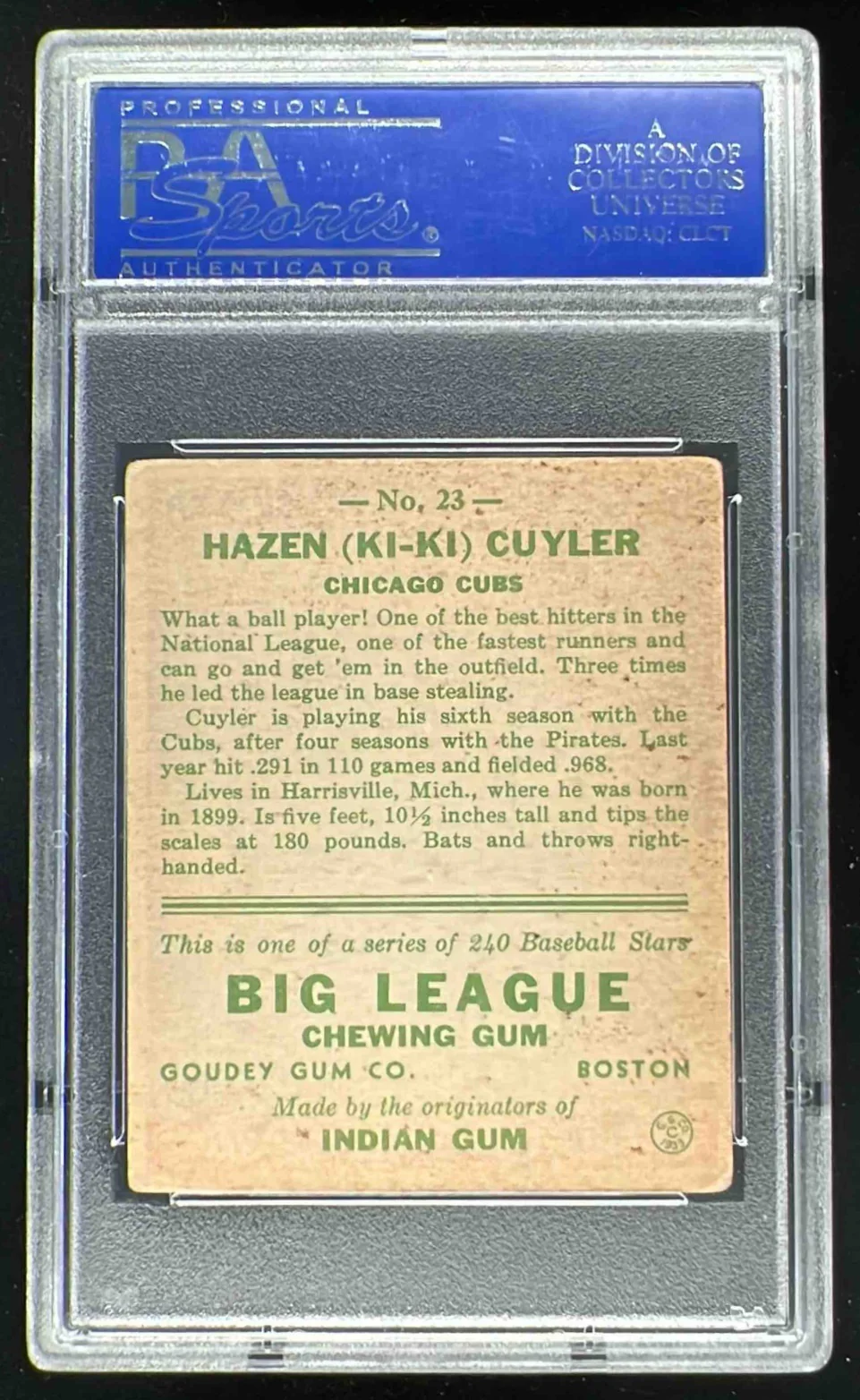 1933 Goudey #23 Ki Ki Cuyler PSA 4 - Image 2
