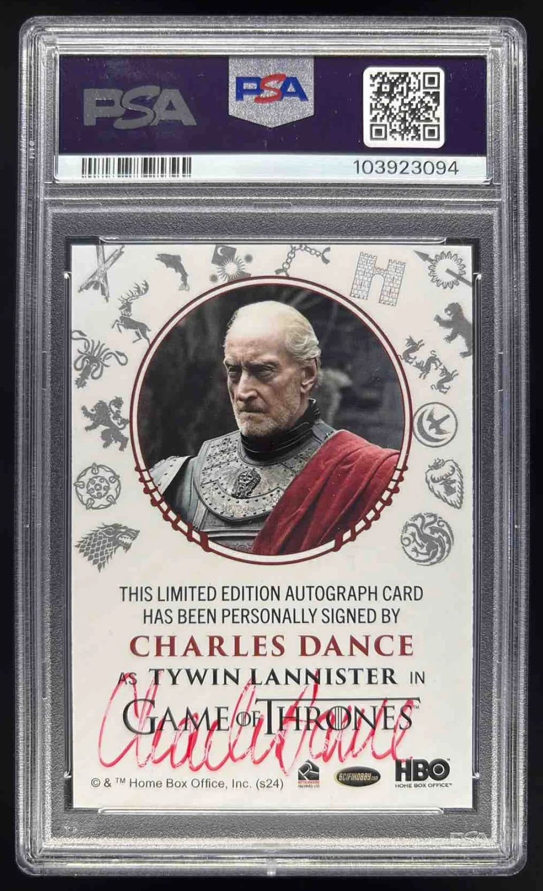 2024 Game Thrones Legends Realm Auto Sigil Charles Dance Tywin Lannister PSA 9 - Image 2