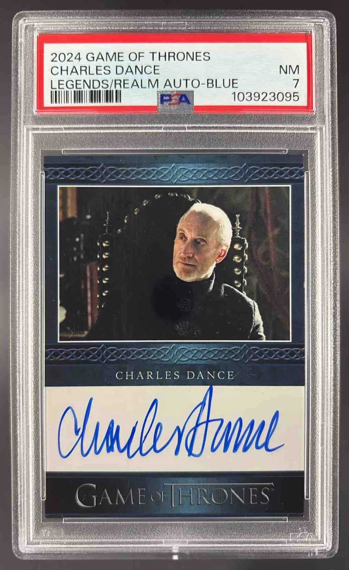 2024 Game of Thrones Legends Realm Auto Blue Charles Dance Tywin Lannister PSA 7