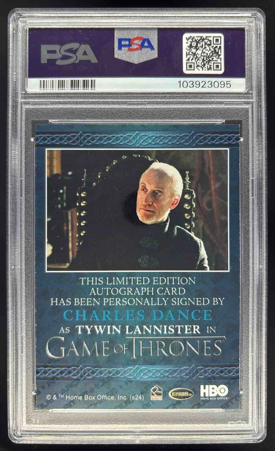 2024 Game of Thrones Legends Realm Auto Blue Charles Dance Tywin Lannister PSA 7 - Image 2