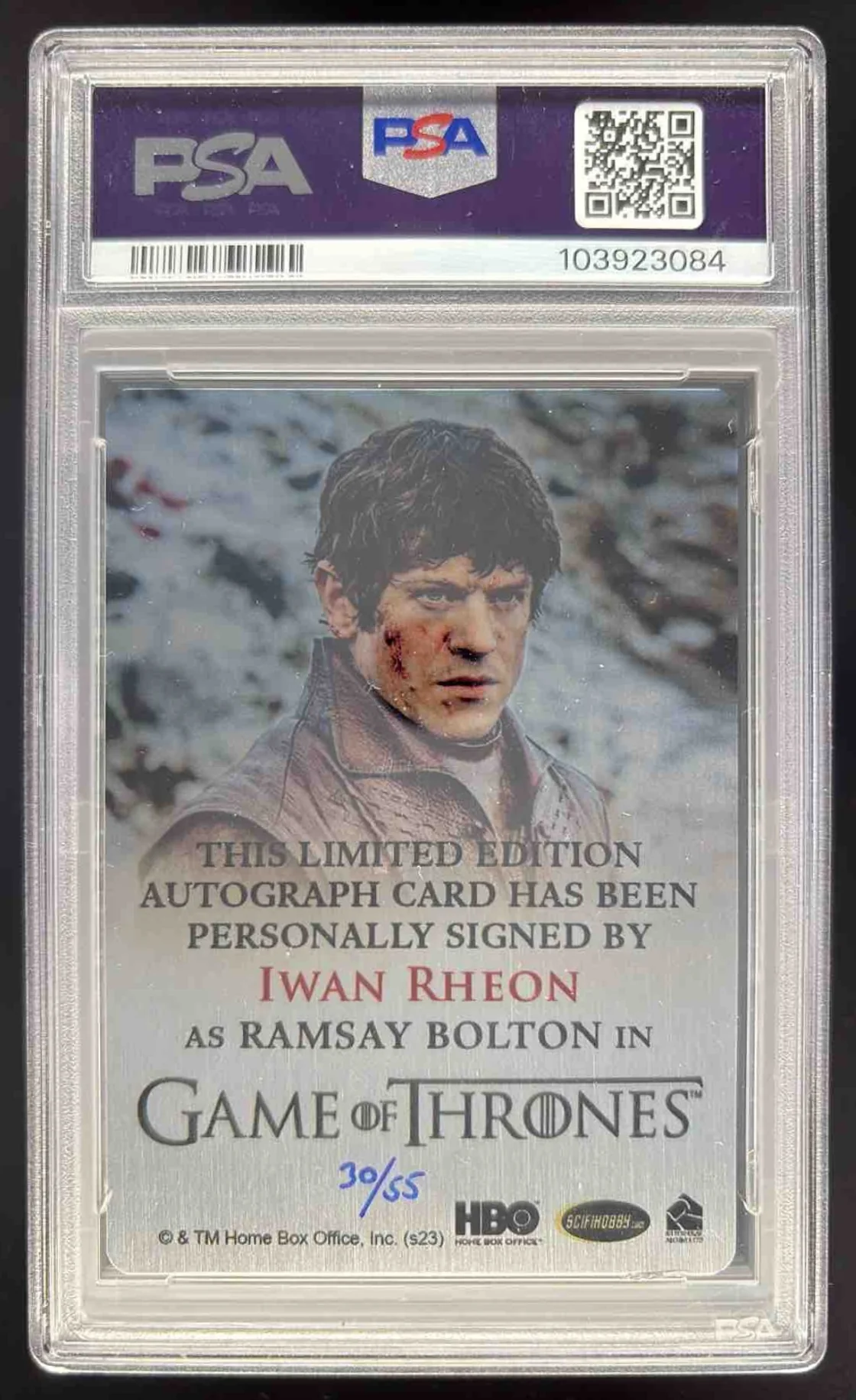2024 Game of Thrones Legends Auto Metal Iwan Rheon Ramsay Bolton /55 PSA 7 - Image 2