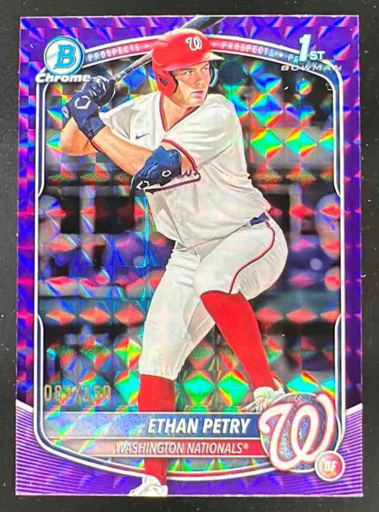 2025 Bowman Draft Chrome Purple Geometric Refractor #BDC-151 Ethan Petry RC /250
