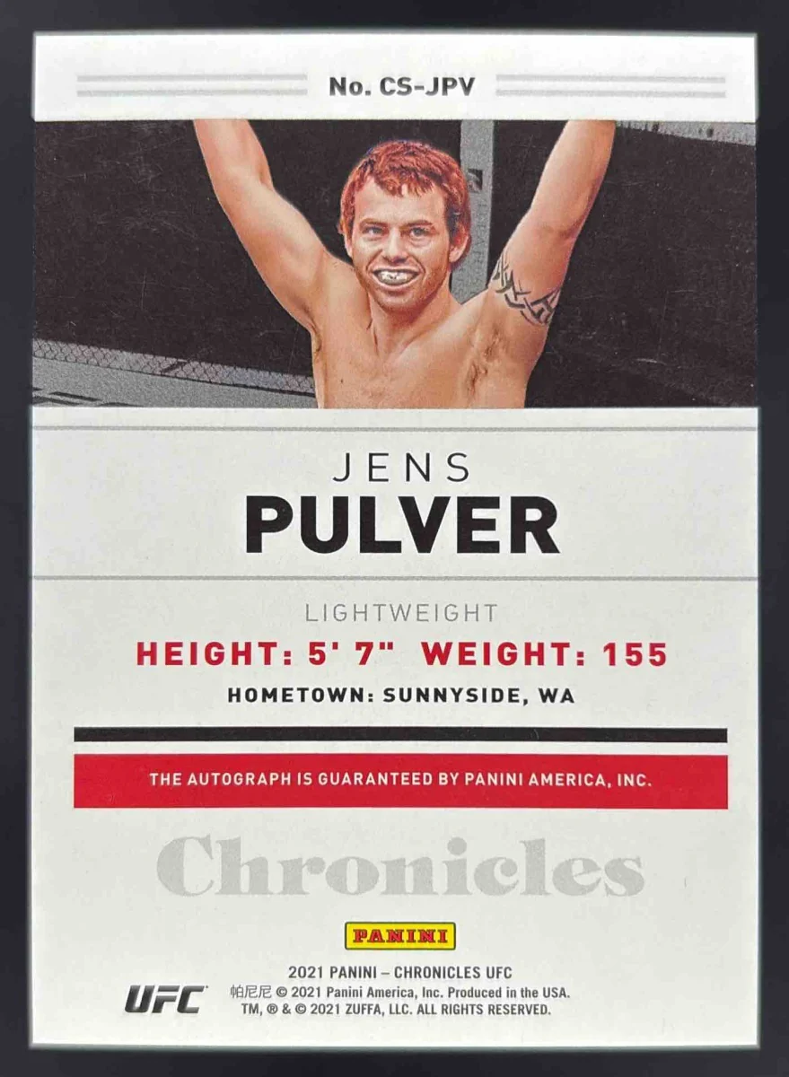2021 Chronicles UFC Chronicles Signatures #CS-JPV Jens Pulver Autograph Auto - Image 2