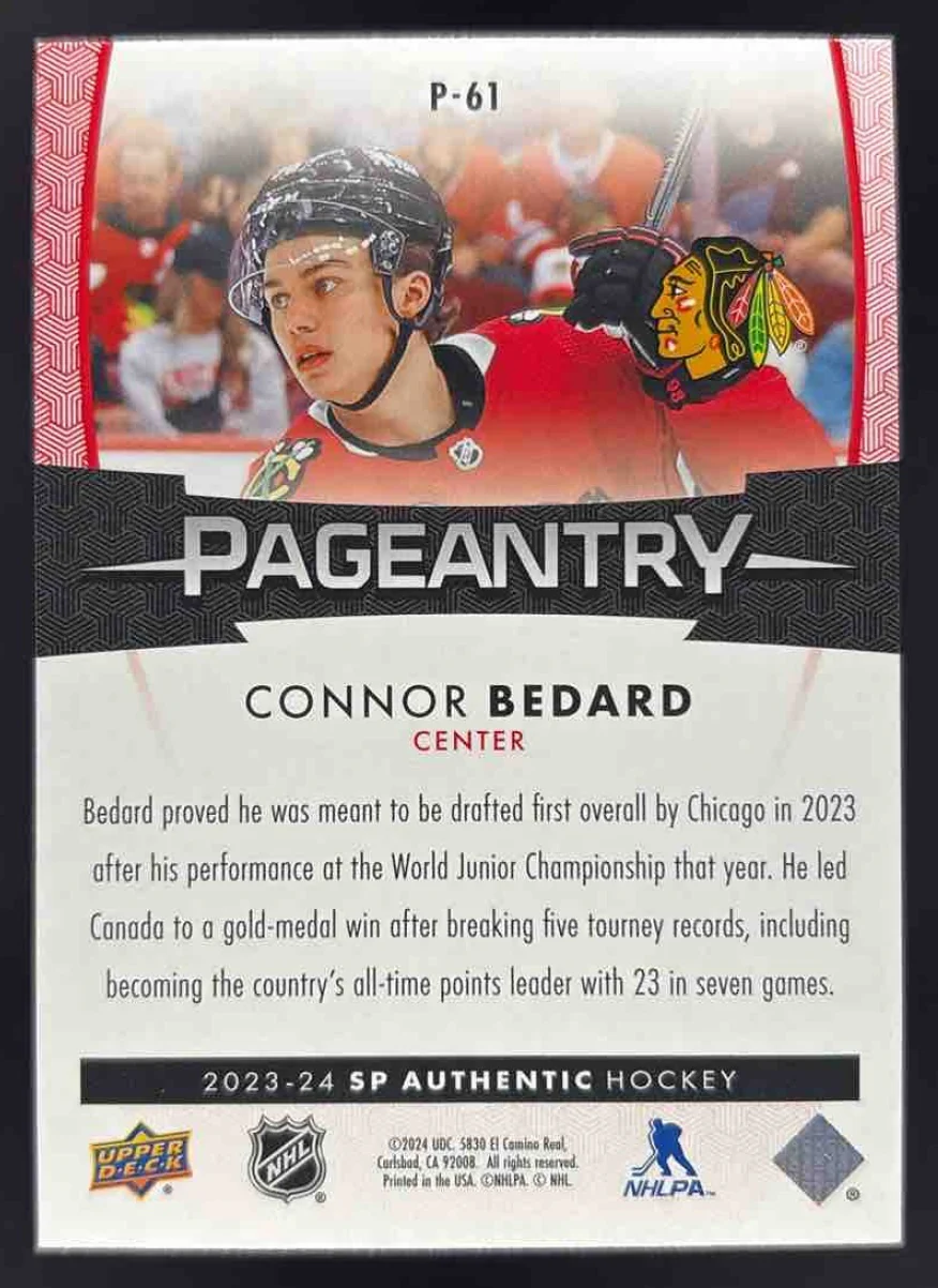 2023-24 SP Authentic Pageantry Red #P-61 Connor Bedard - Image 2