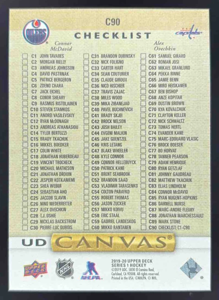 2019-20 Upper Deck UD Canvas #C90 Connor McDavid Alex Ovechkin - Image 2