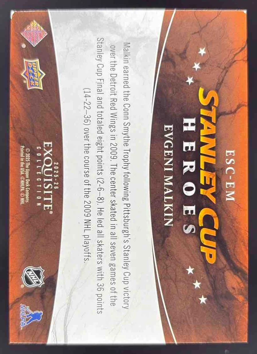 2025 Black Diamond Exquisite Collection Stanley Cup Heroes Evgeni Malkin /299 - Image 2