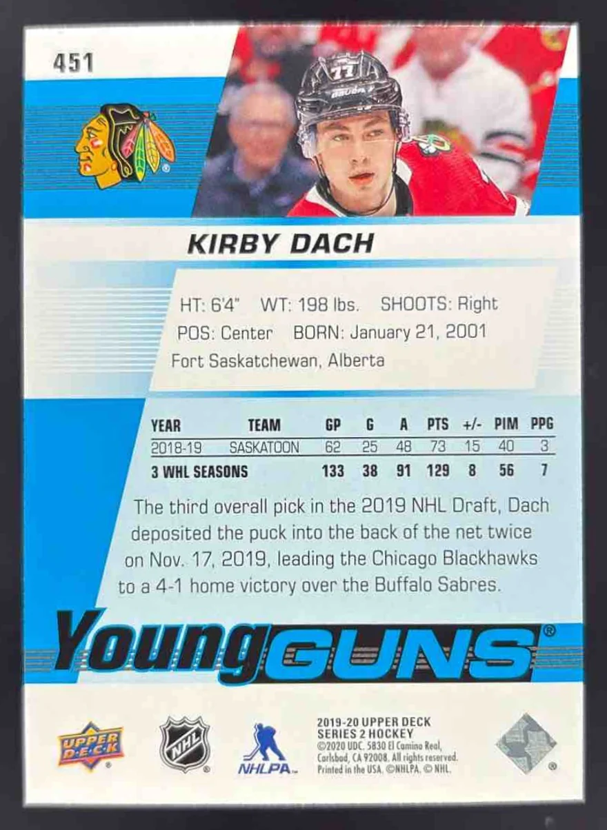 2019-20 Upper Deck #451 Kirby Dach Young Guns RC - Image 2