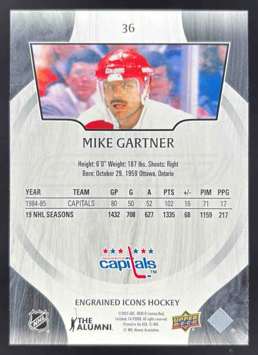 2024-25 Upper Deck Engrained Icons Ebony #36 Mike Gartner /199 - Image 2