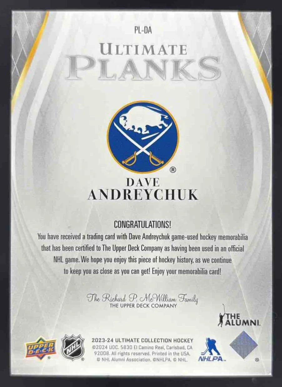 2023-24 Ultimate Collection Ultimate Planks #PL-DA Dave Andreychuk /49 - Image 2