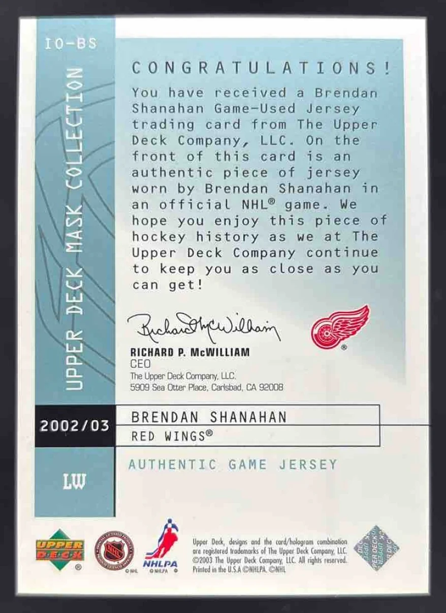 2002-03 Upper Deck Mask Collection Instant Offense #IO-BS Brendan Shanahan /250 - Image 2