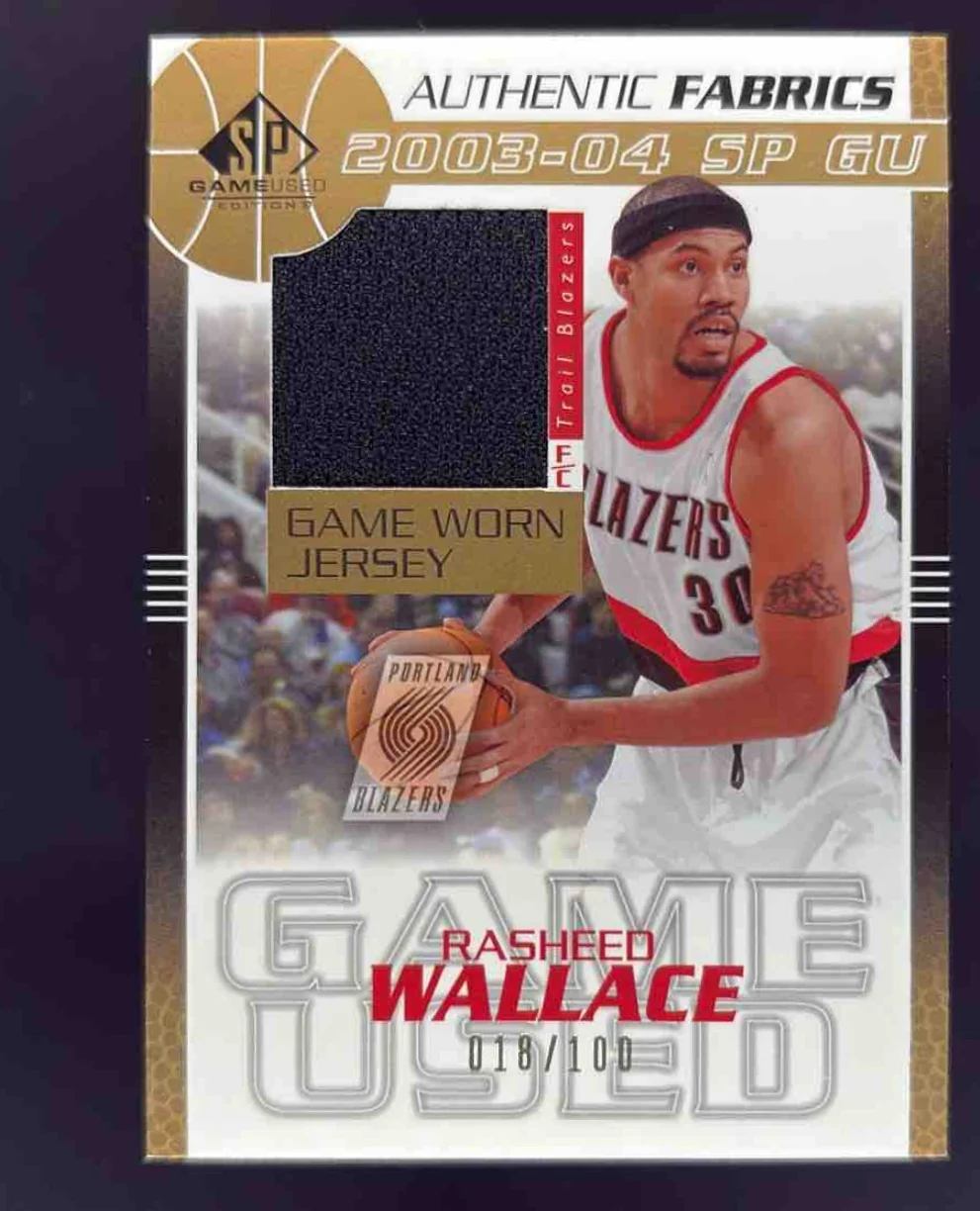 2003-04 SP Game Used Authentic Fabrics Gold #RW-J Rasheed Wallace /100