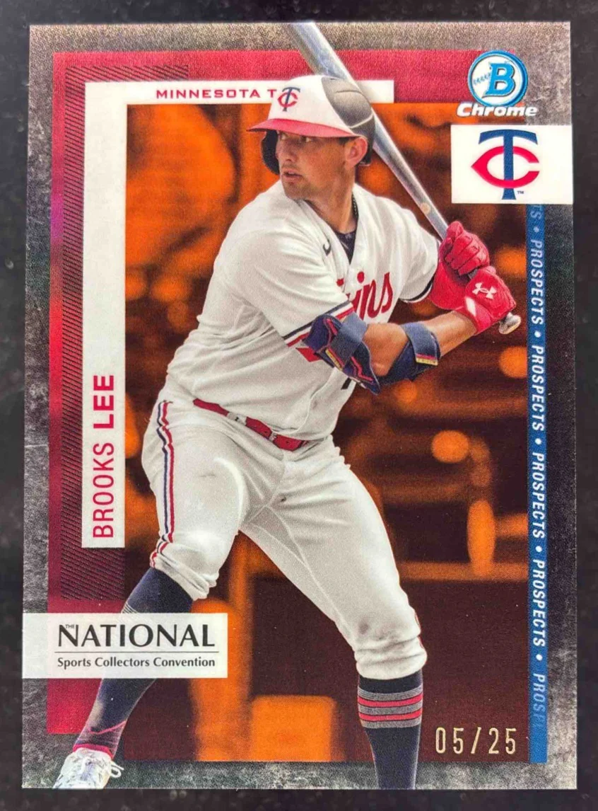 2024 Topps National NSCC Bowman Chrome Orange Refractors #TP-25 Brooks Lee /25
