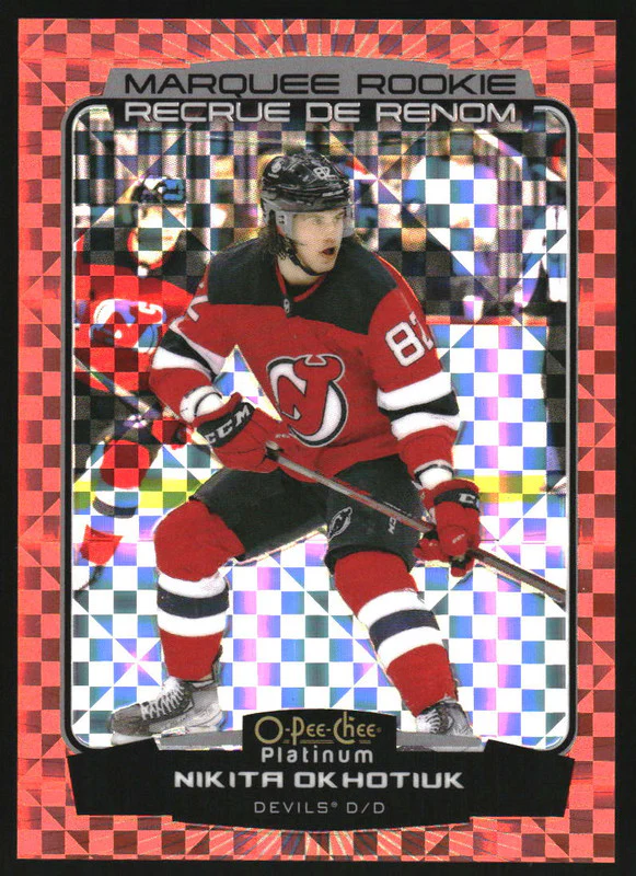 2022-23 O-Pee-Chee Platinum Orange Checkers #256 Nikita Okhotiuk RC /25