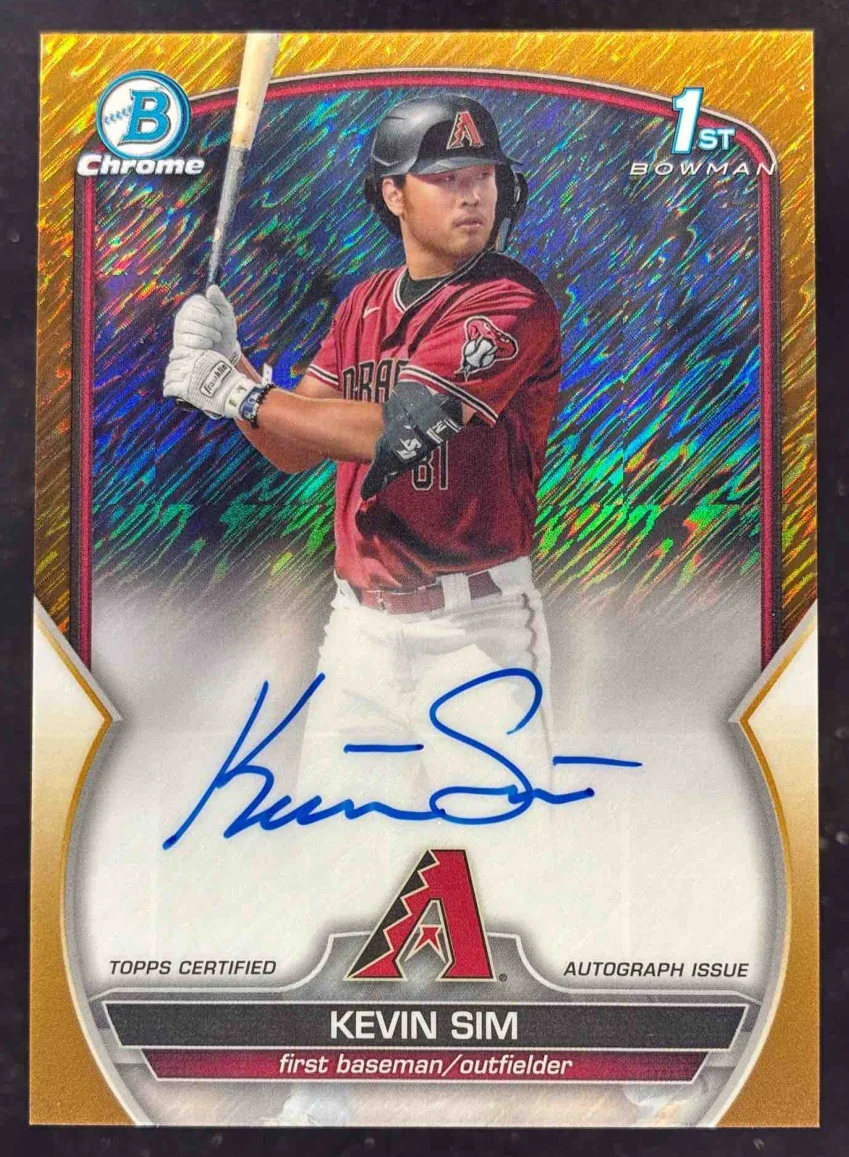 2023 Bowman Draft Chrome Gold Shimmer Refractor #CDA-KS Kevin Sim RC Auto /50