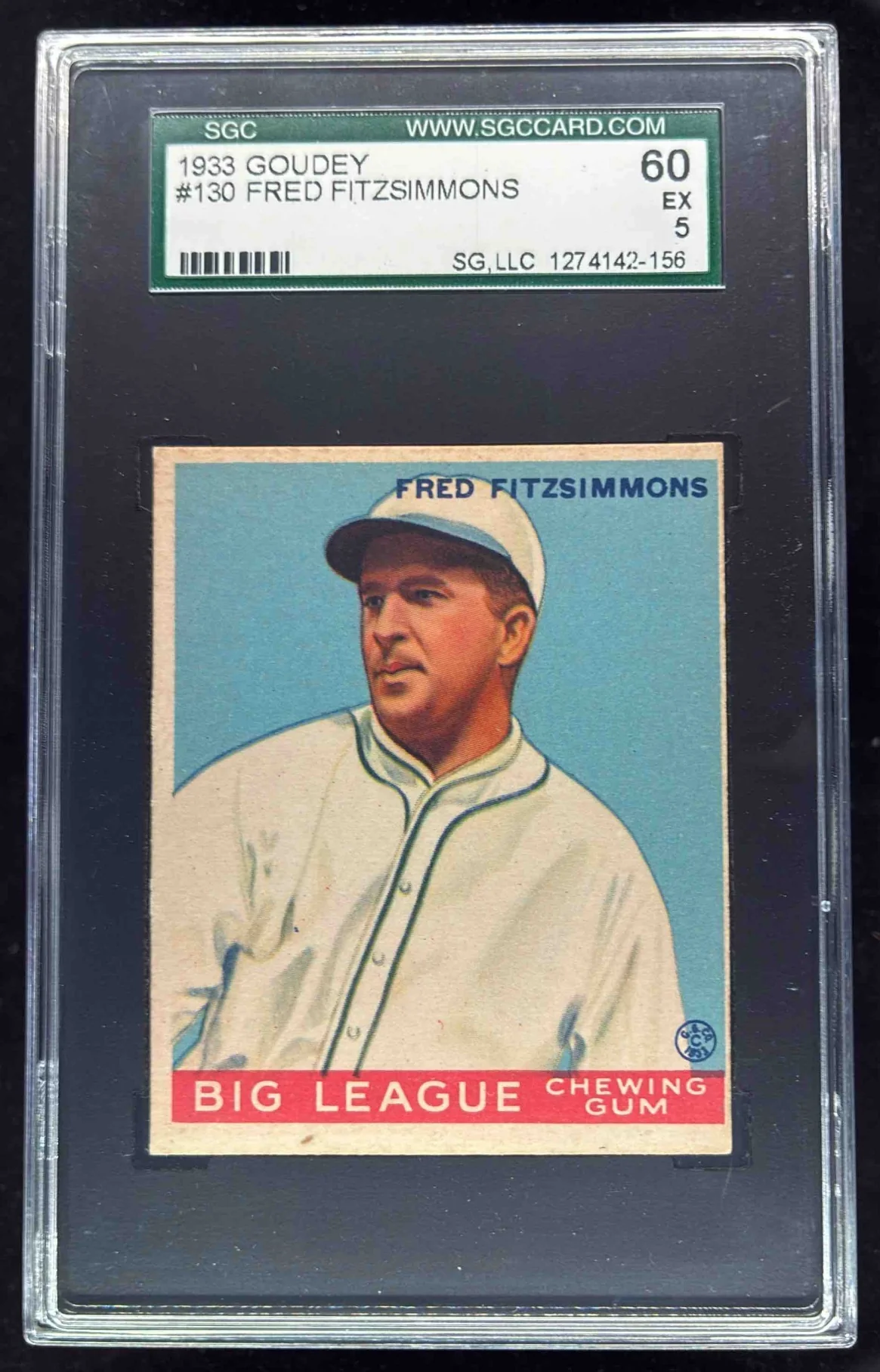 1933 Goudey #130 Fred Fitzsimmons SGC 5