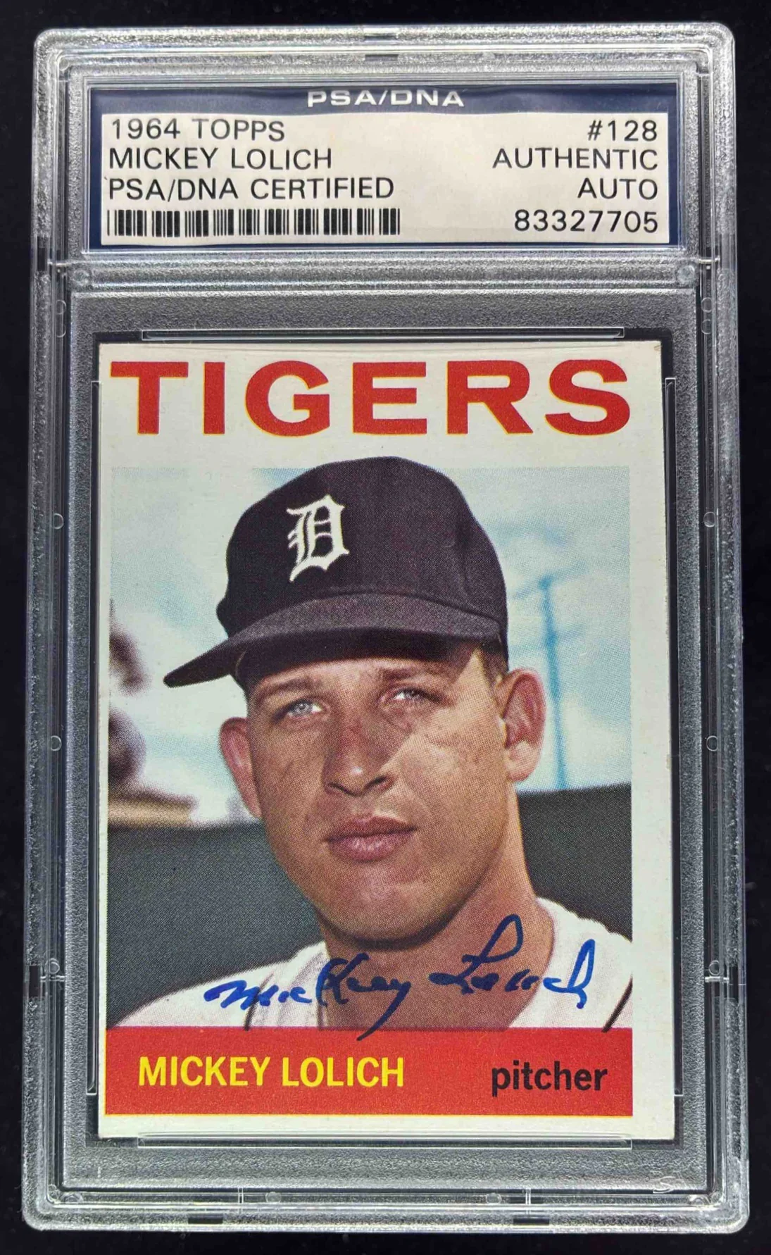 1964 Topps #128 Mickey Lolich RC Auto PSA Authentic