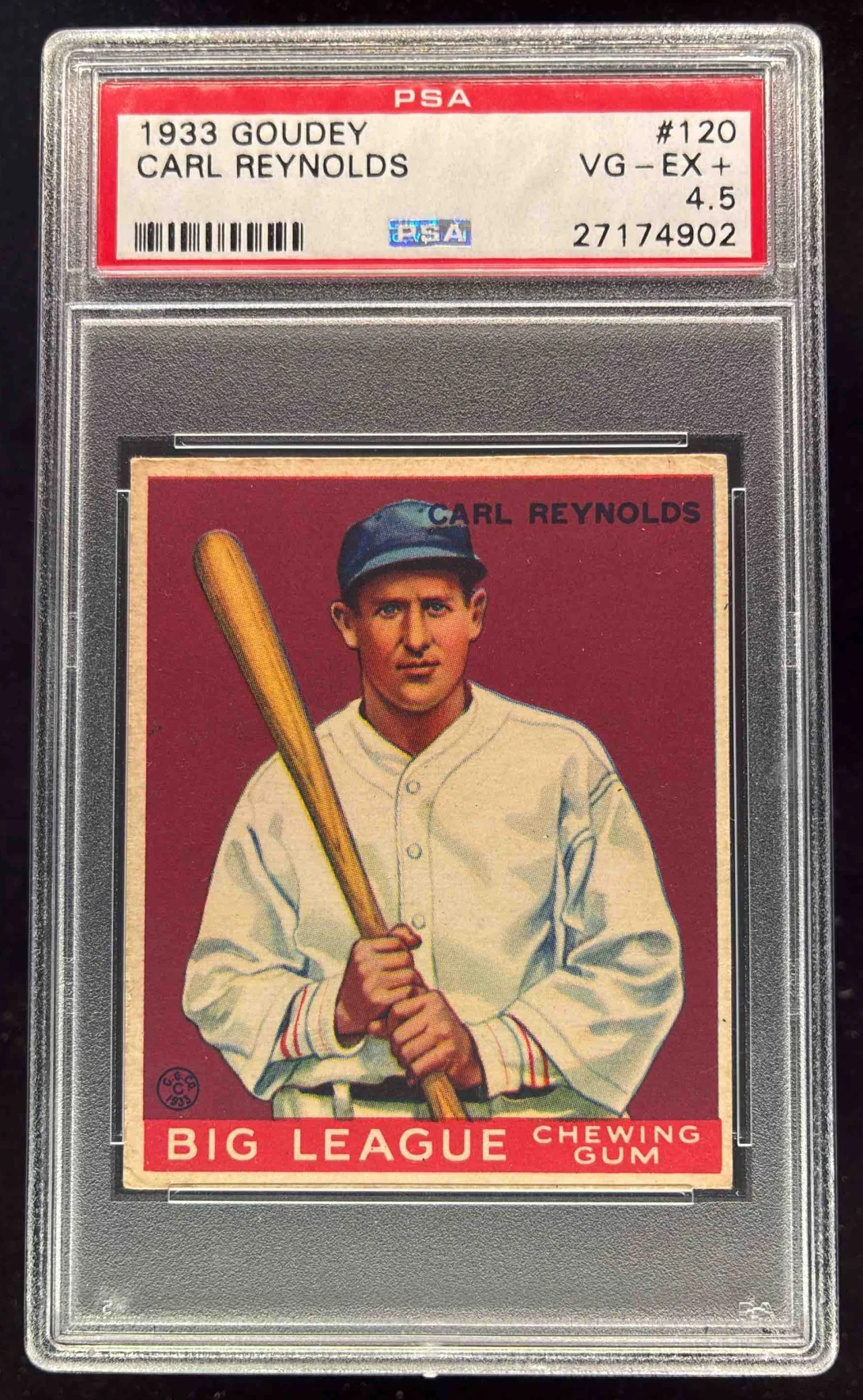 1933 Goudey #120 Carl Reynolds RC PSA 4.5