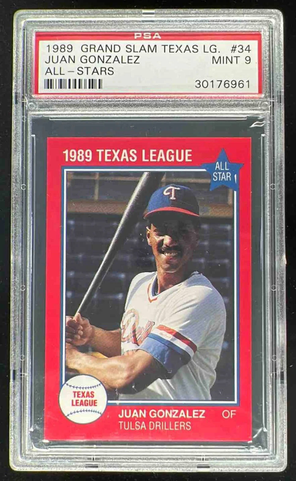 1989 Grand Slam Texas League All Stars #34 Juan Gonzalez PSA 9