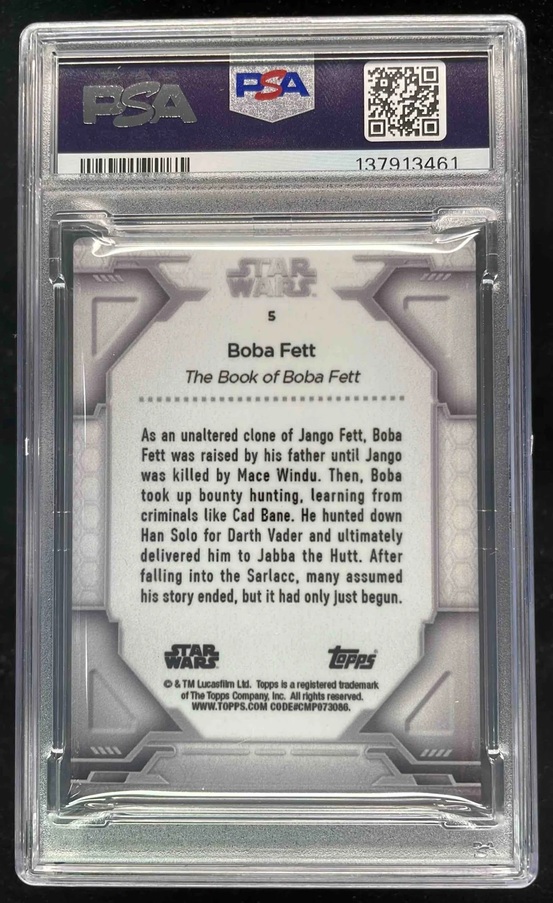 2024 Topps Star Wars Galactic Antiquities Metal Redc #5 Boba Fett PSA 10 - Image 2