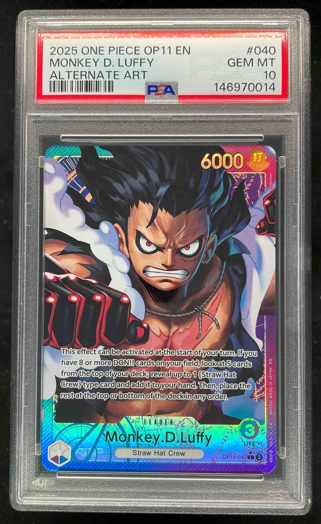 2025 One Piece OP11 EN Alternate Art #040 Monkey D Luffy PSA 10