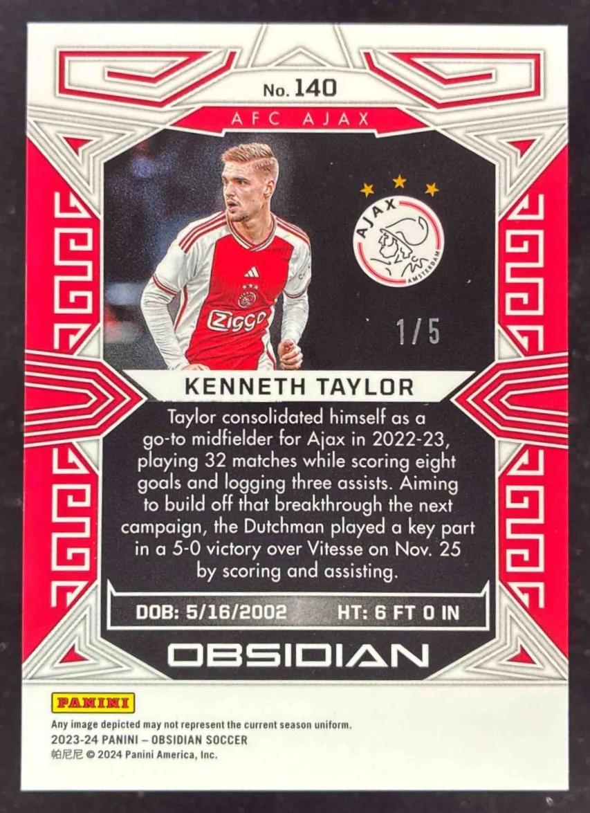 2023-24 Panini Obsidian Electric Etch Green #140 Kenneth Taylor /5 - Image 2