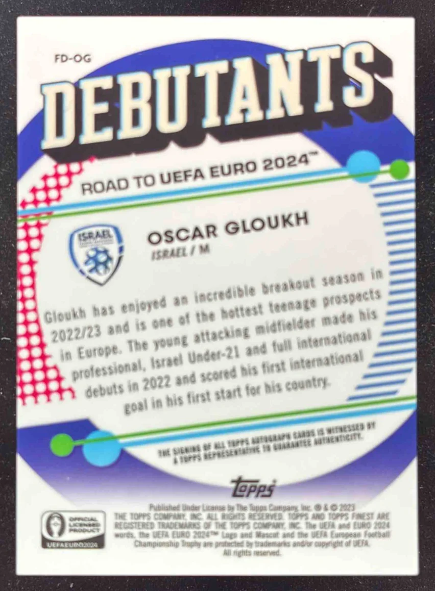 2023 Finest Road to UEFA Euro '24 Finest Debutants Auto #FDOG Oscar Gloukh /235 - Image 2