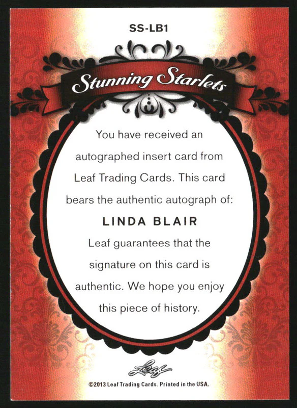 2013 Leaf Pop Century Stunning Starlets Autographs #SSLB1 Linda Blair Auto - Image 2