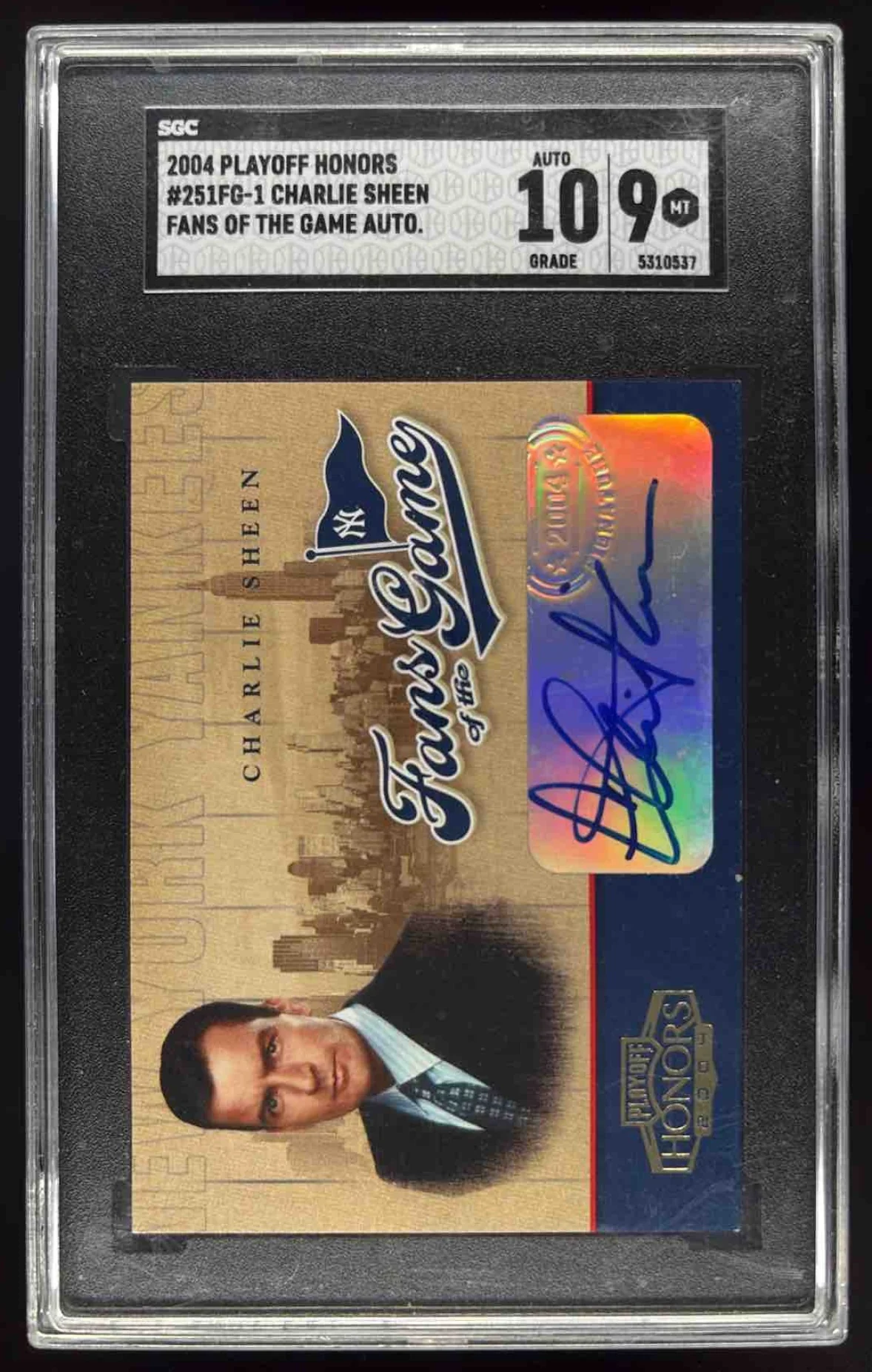 2004 Playoff Honors Fans of the Game Autograph Charlie Sheen Auto SGC 9