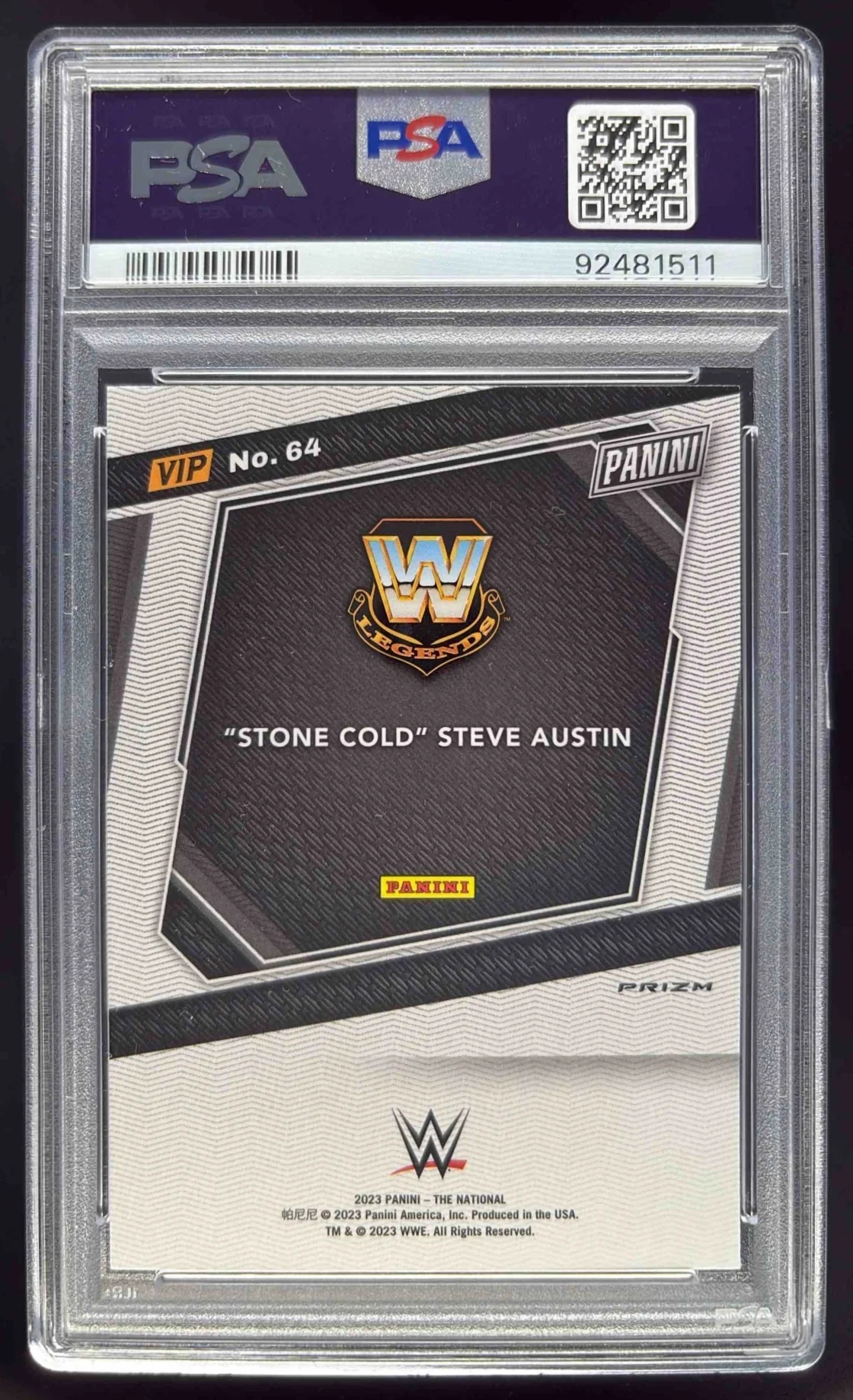 2023 Panini National Convention Gold Tiger Stripes Stone Cold Steve Austin PSA 9 - Image 2