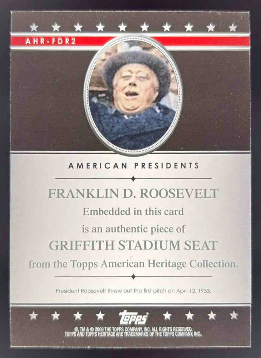 2009 Topps American Heritage Relics #AHR-FDR2 Franklin D Roosevelt - Image 2