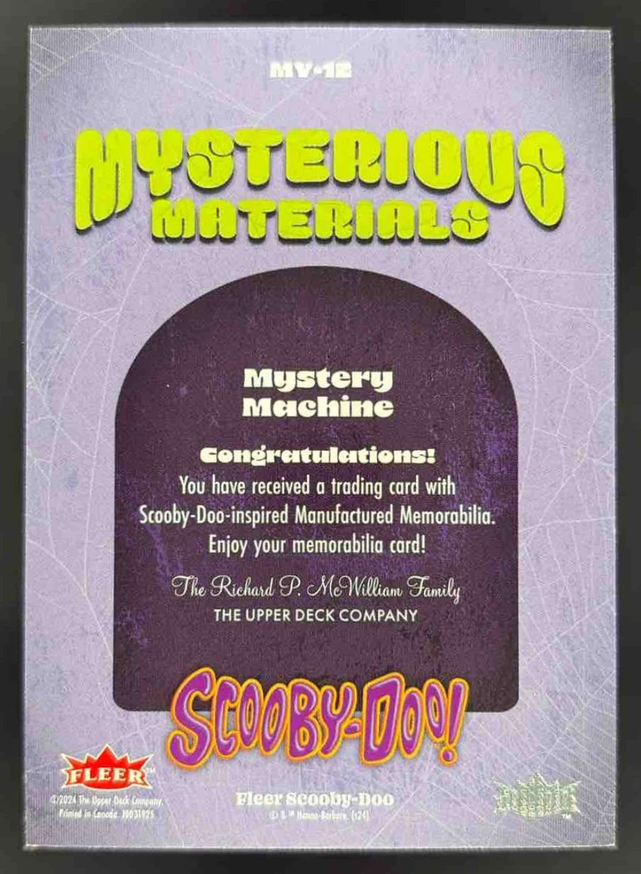 2024 Fleer Scooby-Doo Mysterious Materials Manufactured Relics Mystery Machine - Image 2