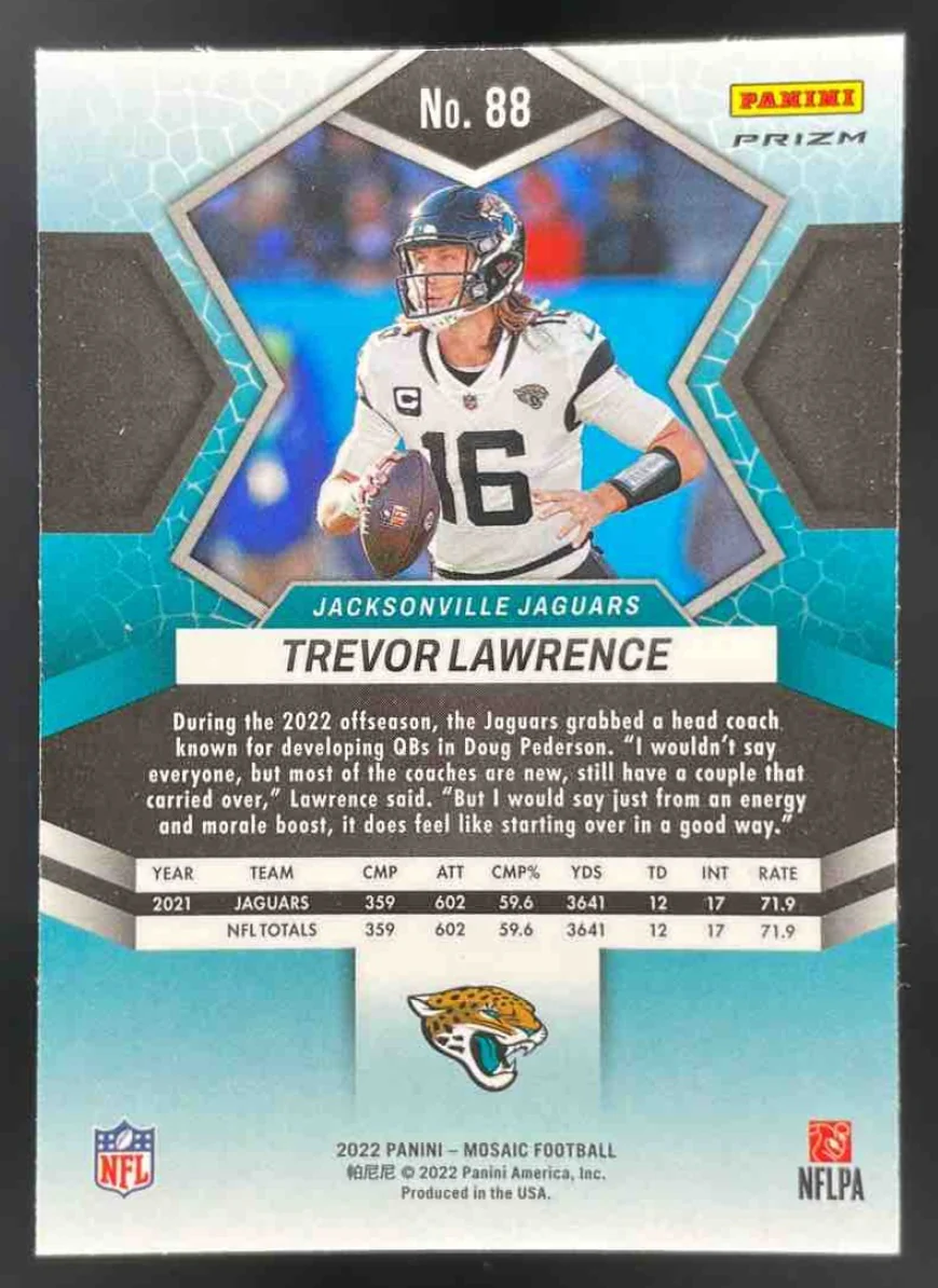2022 Panini Mosaic Sparkle Blue SP #88 Trevor Lawrence - Image 2