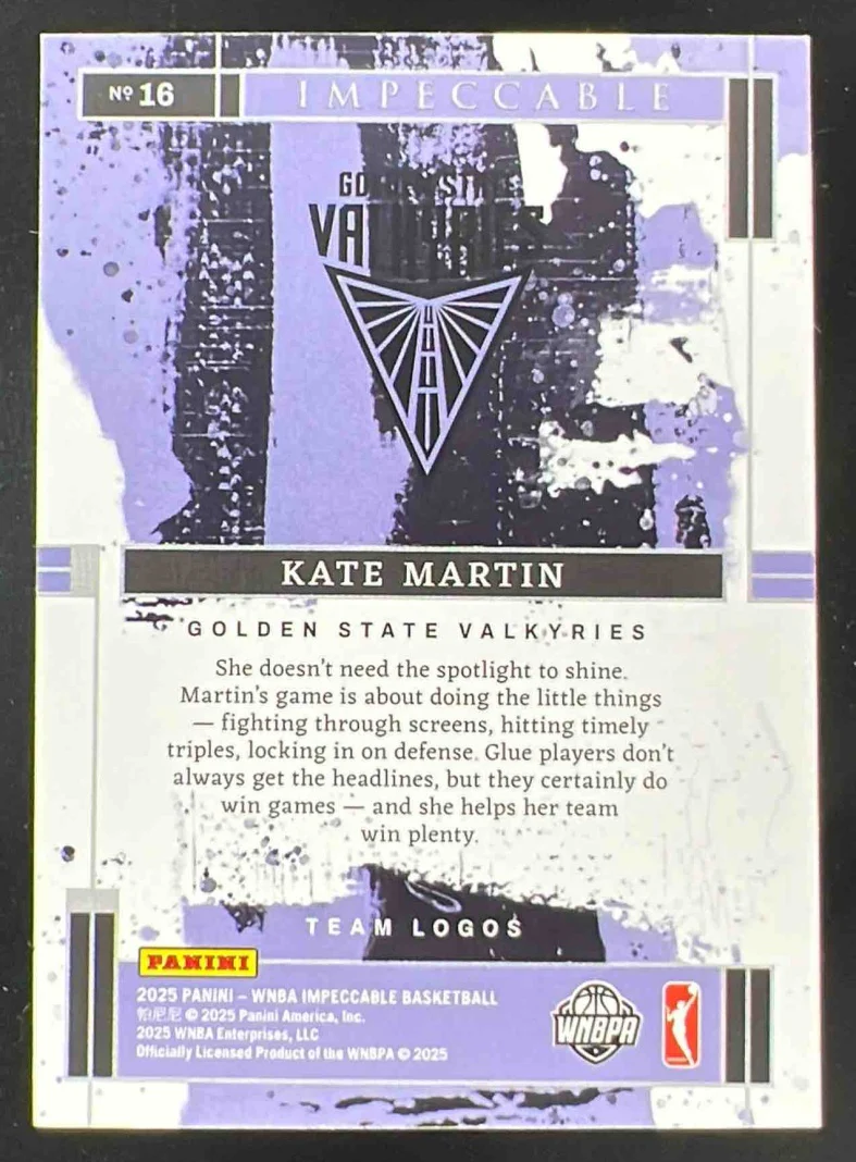 2025 Panini Impeccable WNBA Silver Team Logos #16 Kate Martin /20 - Image 2