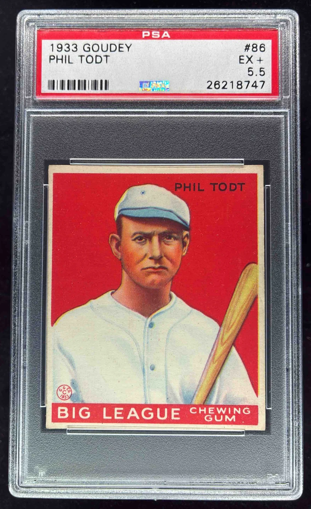 1933 Goudey #86 Phil Todt RC PSA 5.5
