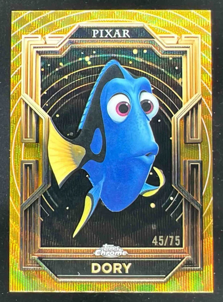 2025 Topps Pixar Gold Gilded Pixar Gold Wave Etch Refractor #26 Dory /75