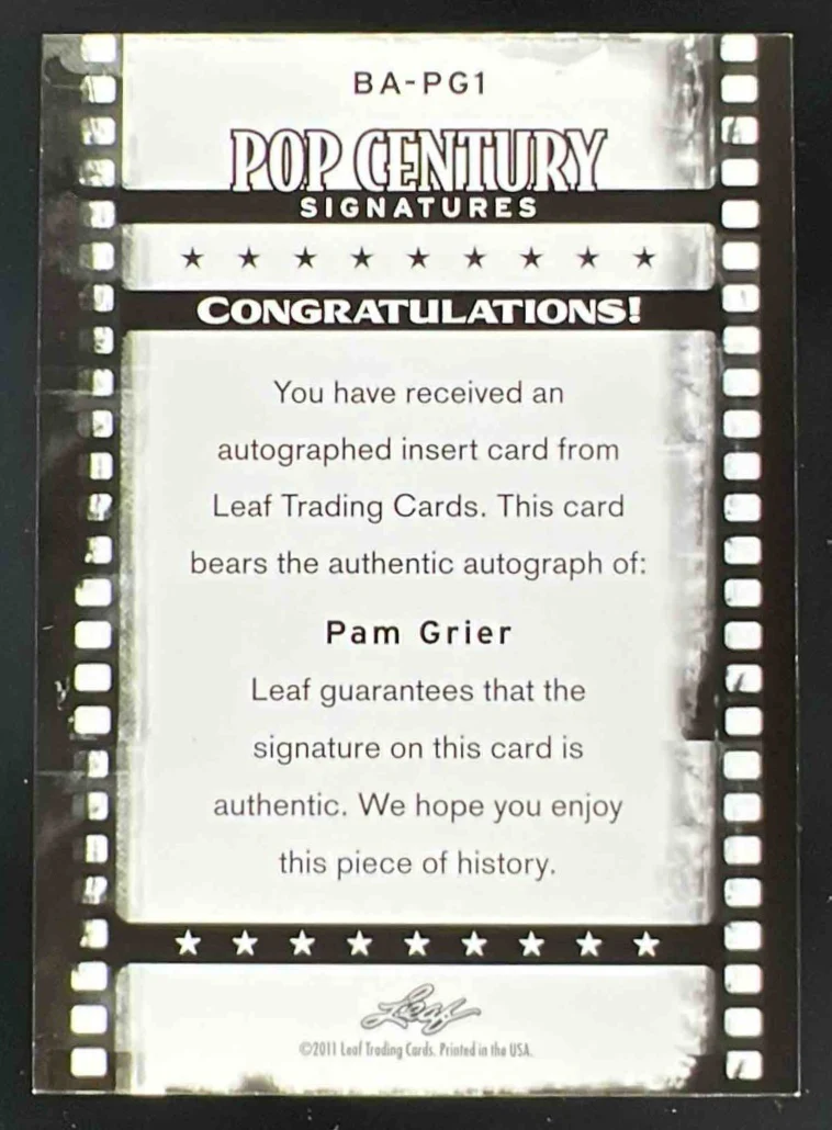 2011 Leaf Pop Century #BA-PG1 Pam Grier Auto - Image 2