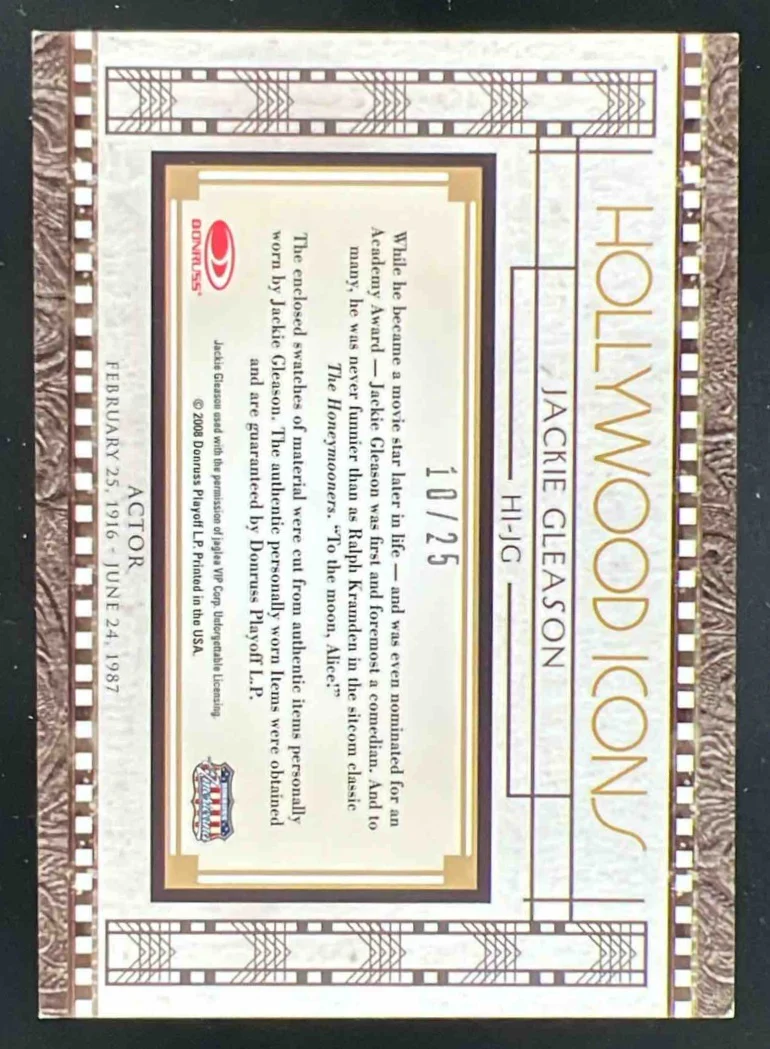 2008 Donruss Hollywood Icons #JI-JG Jackie Gleason /25 - Image 2