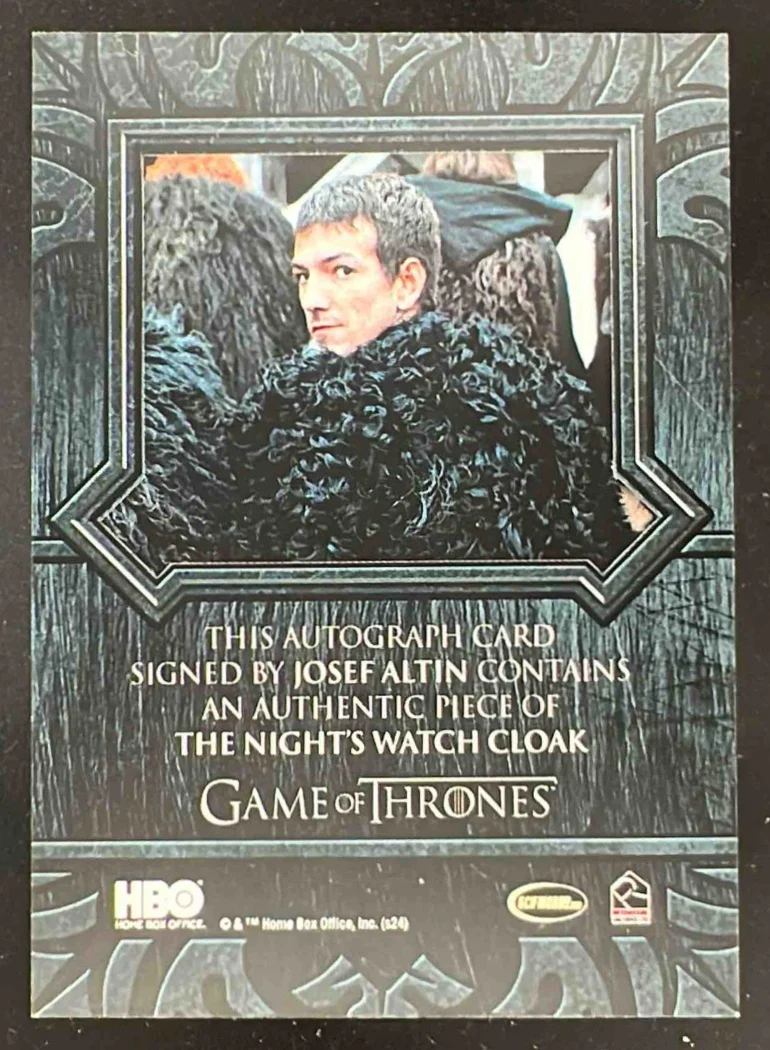 HBO Game of Thrones Autograph Relic Josef Altin Contains Auto - Image 2
