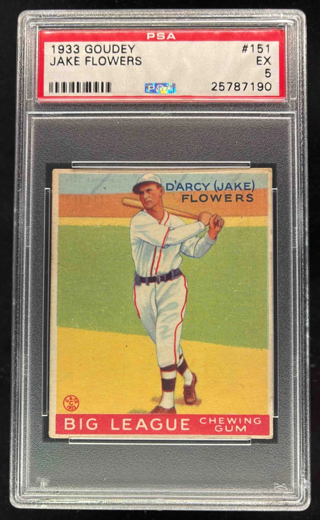 1933 Goudey #151 Jake Flowers PSA 5